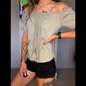 Mint/Gray off shoulder top H&M